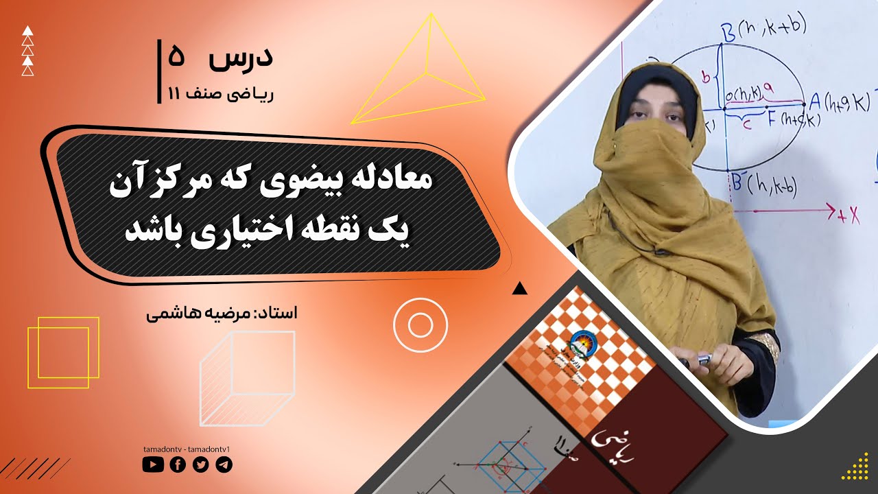ریاضی صنف یازدهم- جلسه پنجم– موضوع: معادله بیضوی که مرکز آن یک نقطه اختیاری باشد