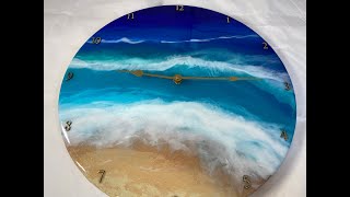 239 - Resin Art - Ocean Clock -  My First One - Do you have Time to Watch me? Amazing Ocean Movement