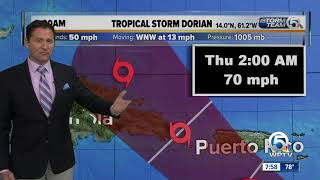 8 a.m. Tuesday tropical update: Dorian's winds remain at 50 mph