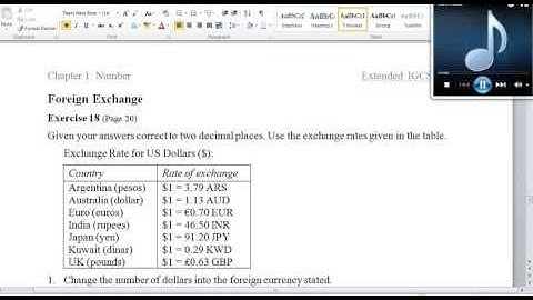 IGCSE Extended Chapter 1 : Number ; Foreign Exchange Ex18 (page 20)
