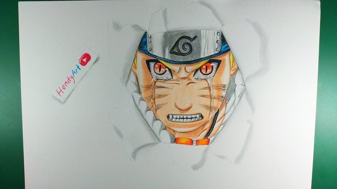  CARA MENGGAMBAR NARUTO  DALAM LUBANG KERTAS 3D YouTube