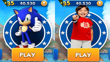 Sonic Dash vs Tag With Ryan - All Characters Unlocked Android Gameplay Showcase 2022