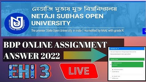 EHI 3/ BDP ONLINE ASSIGNMENT ANSWER 2022/LIVE  ANSWER