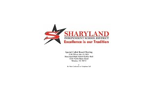 Special Called Board Meeting - July 19, 2021 at 5:30 PM
