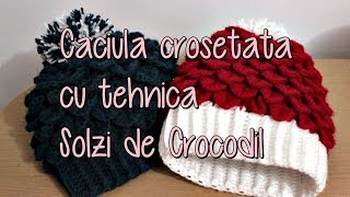 Caciula crosetata cu tehnica crocodil