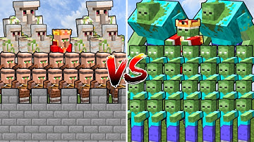 ZOMBIE ARMY vs VILLAGER CASTLE | Minecraft Mob Battle