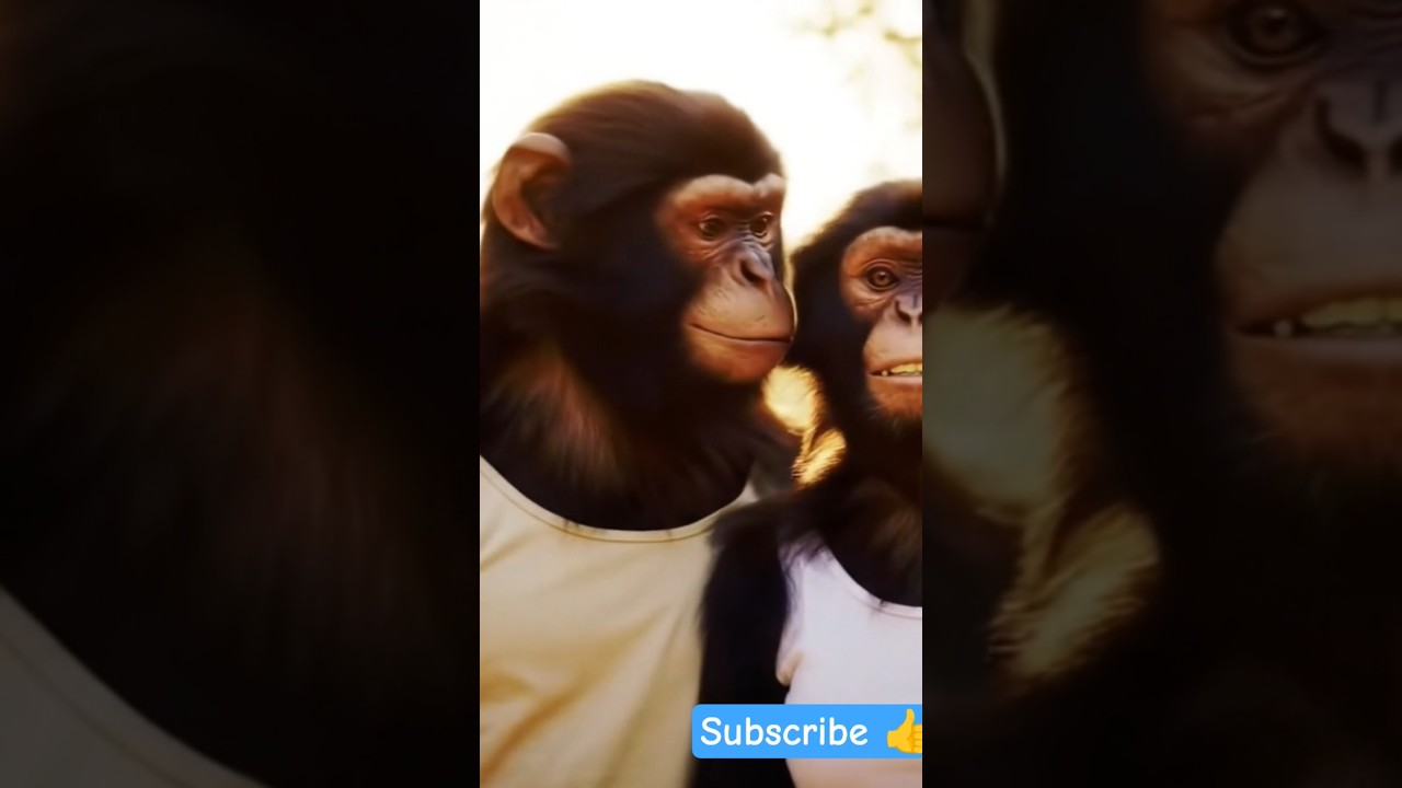 "Romantic Monkey Couple in Human Form | Park Love Story🌸❤️"