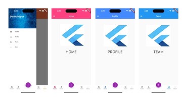 🔴 Flutter Drawer (Side Menu) + Bottom Tab Bar with Fab Button Custom UI