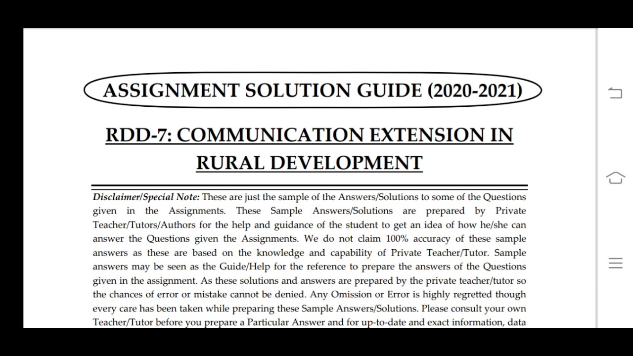 RDD 7 Ignou Solved Assignment 2020-21