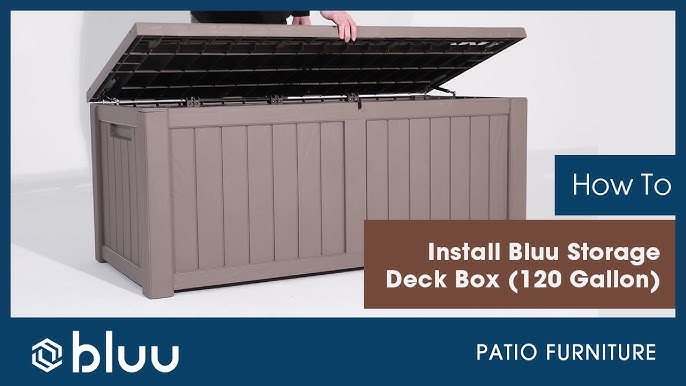 Deluxe 120 Gallon Deck Box Resin Patio Storage Bin Outdoor