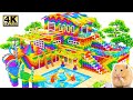DIY How To Build Modern Rainbow Villa Has Swimming Pool And Water Slide From Magnetic Balls (ASMR)