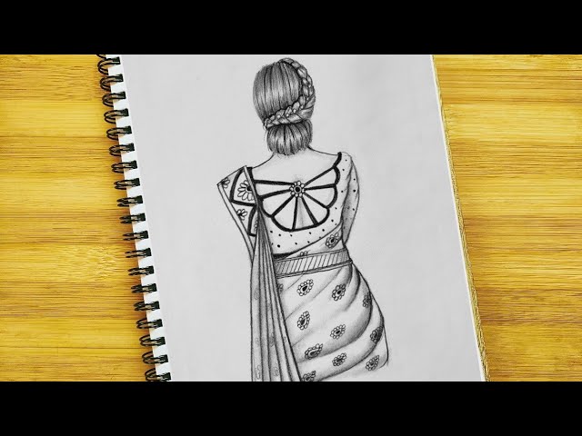 How to draw a Indian traditional girl | Indian saree girl drawing - YouTube