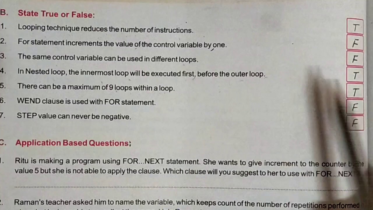 Class 7 || Looping Statements || True or False and MCQ. - YouTube