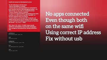 No apps connected even though both PC and device on same wifi and correct IP address. React Native