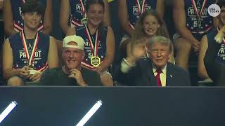 Donald Trump enters Patriot Games finals with Pat McAfee after Air Force One flight to Cleveland
