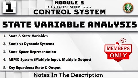 1 Introduction To State Variable Analysis Concept Explained Module 5 4th Sem Control System ECE VTU