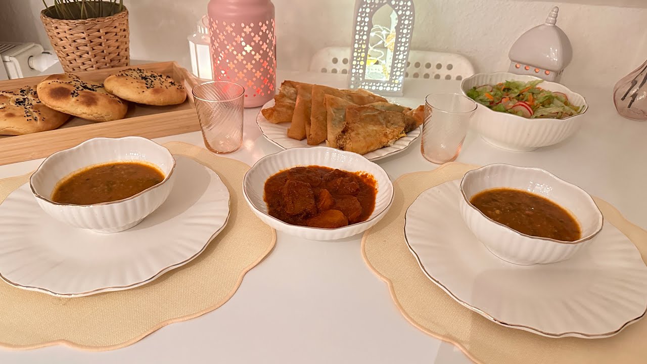 دبارة رمضان 17 🕌 مرقة بطاطا باللحم 🥩 خبز دياري 🥖 بريك بالعضمة 🍳 شربة شعير بالكروفات 🦐 سلاطة خضراء 🥗 