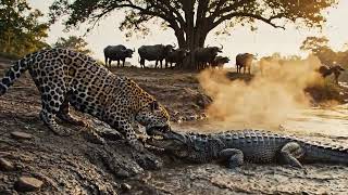 The Ultimate Predator Showdown: Jaguar Attacks Massive Caiman in Intense Riverbank Battle! 🐆🐊