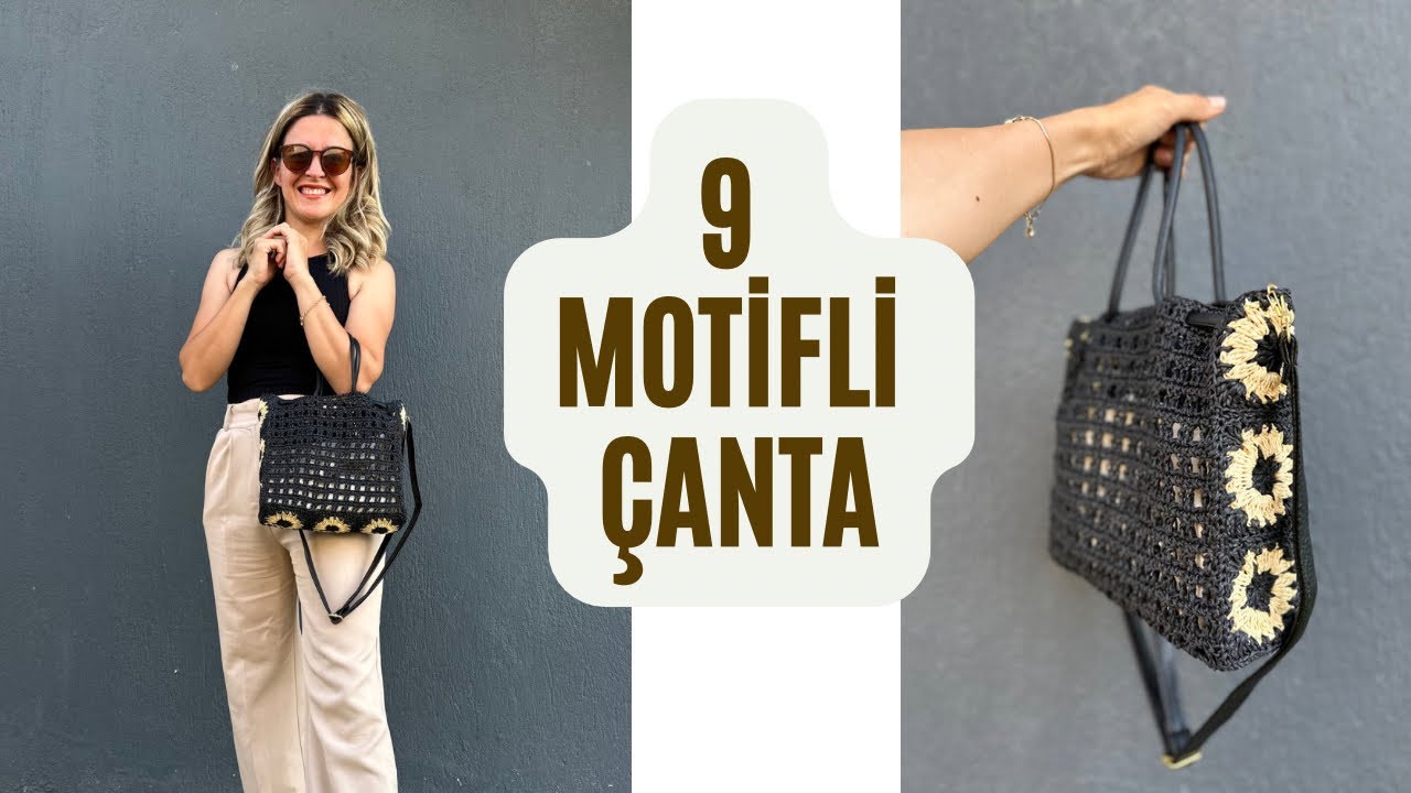 ÇOK SEVİLEN 9 MOTİFLİ ŞIK ÇANTA YAPILIŞI 🧶 #crochetbag