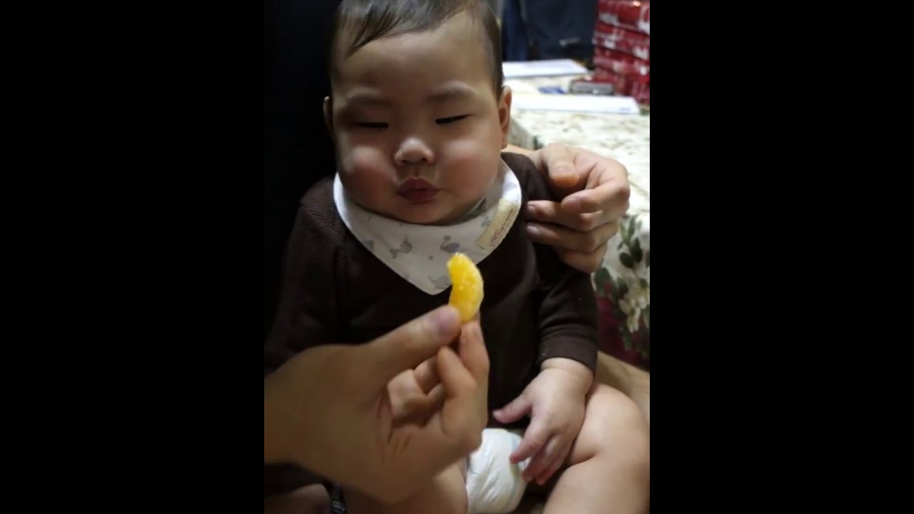Baby Eating Orange For First Time YouTube