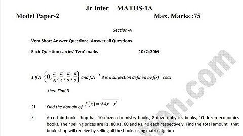 Ap inter maths 1a model paper 2022||Ap inter 1st year maths 1a model paper 2021 |by Kumar education|