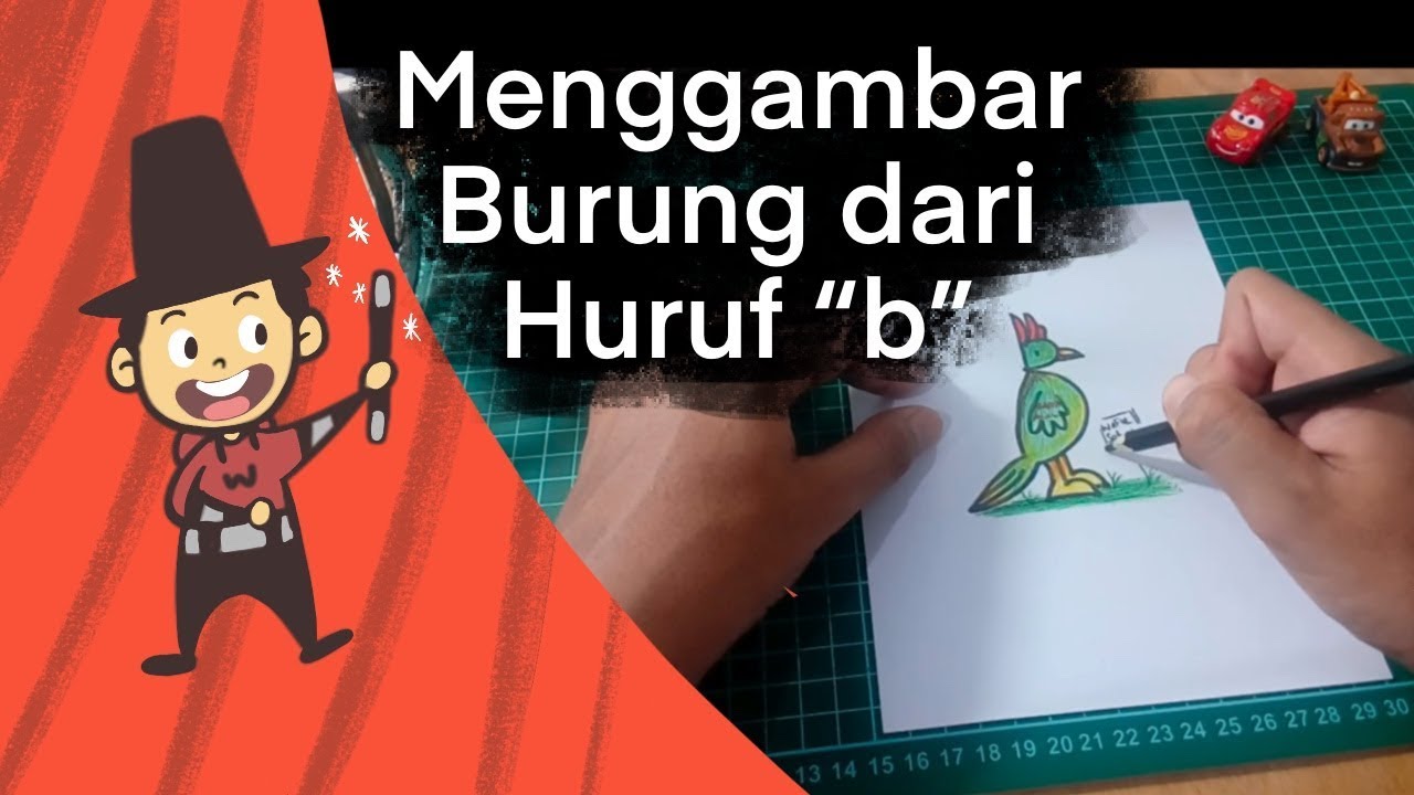  Cara  menggambar  hewan  burung dari  huruf  b Sulap Huruf  