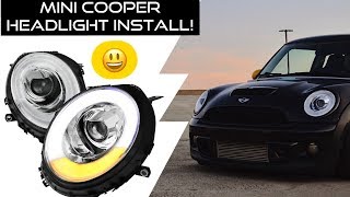 MINI COOPER S LED HEADLIGHT INSTALL! (R56) HEADLIGHT UPGRADE - F56 STYLE HEADLIGHTS!