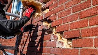 Bricklaying  Repairing a Crack  In a Brick Wall