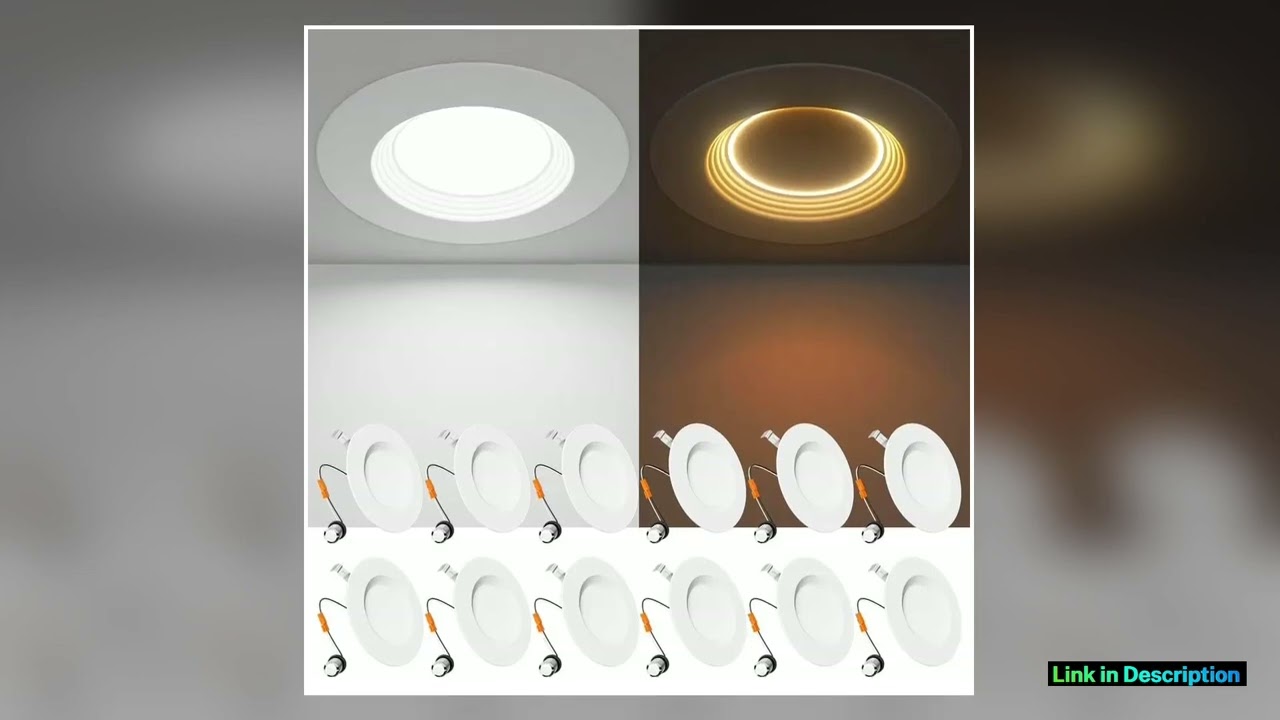 5 6 Inch 5CCT LED Can Lights with Night Light 12 Pack Retrofit Led Recessed Lighting Baffle Trim