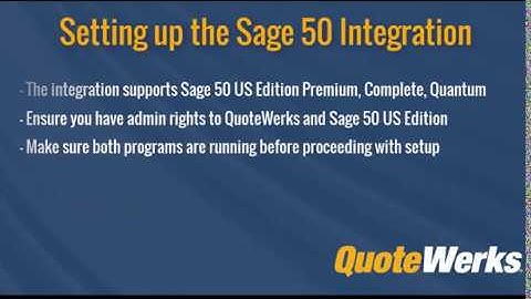 Setting Up Sage 50 Integration with QuoteWerks