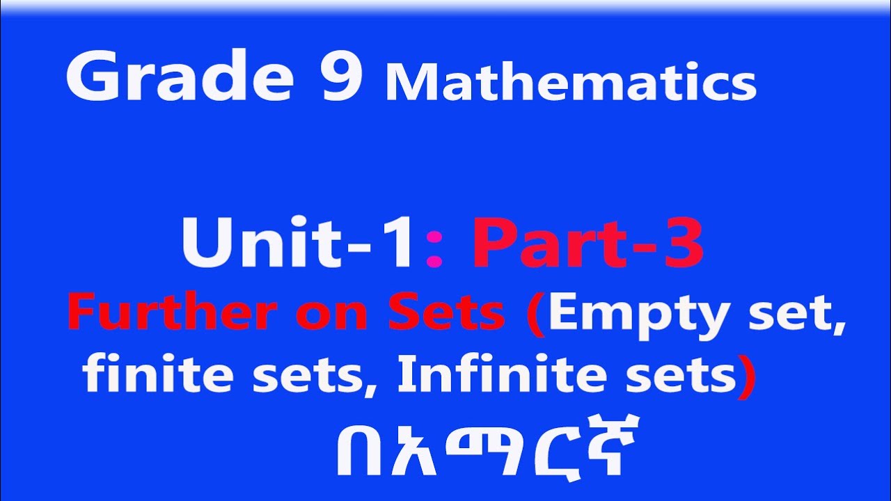 Grade 9 Mathematics unit 1 Part 3Further on Sets, empty sets, finite ...