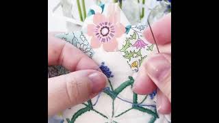 Embroidered Flower on English Paper Pieced Patchwork - French Knots shorts