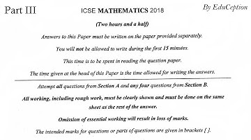 ICSE Mathematics 2018 Solved QP Part III