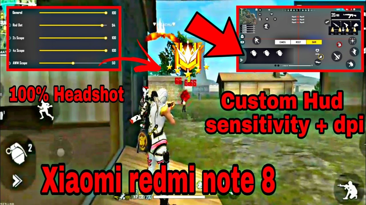 Sensitivity Custom Hud Dpi Xiaomi Redmi Note 8 Free Fire Youtube