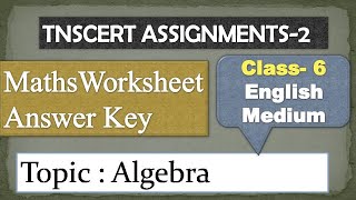6th std Maths Assignment 2 Algebra Worksheet English medium Answers   6th std Second unit Algebra