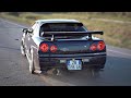 Japanese cars leaving a car show jcm 2023   supras skylines subarus evos  more