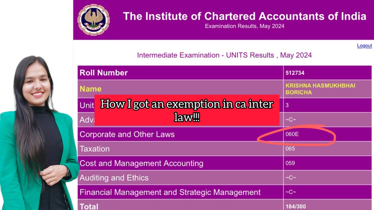 How I got an exemption in CA Inter Law ? ll #cainter #examstrategy # ...