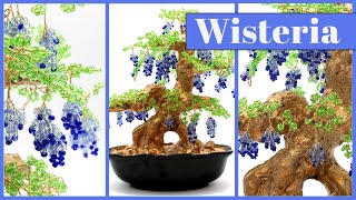 Beaded Wire Wisteria Tree with Ceramic Base