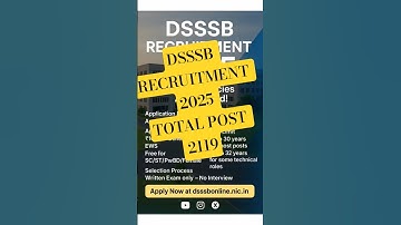 DSSSB Recruitment 2025 | DSSSB New Vacancy 2025 #dsssb #dsssbnotice #dsssbnotification