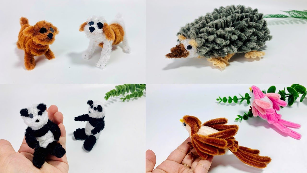 4 Tiere aus pfeifenputzer | Pfeifenreiniger tiere basteln | Basteln | DIY Geschenke