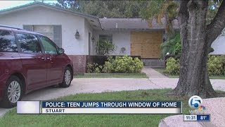 Cops: Teen on drugs hurls self through window of Martin County home