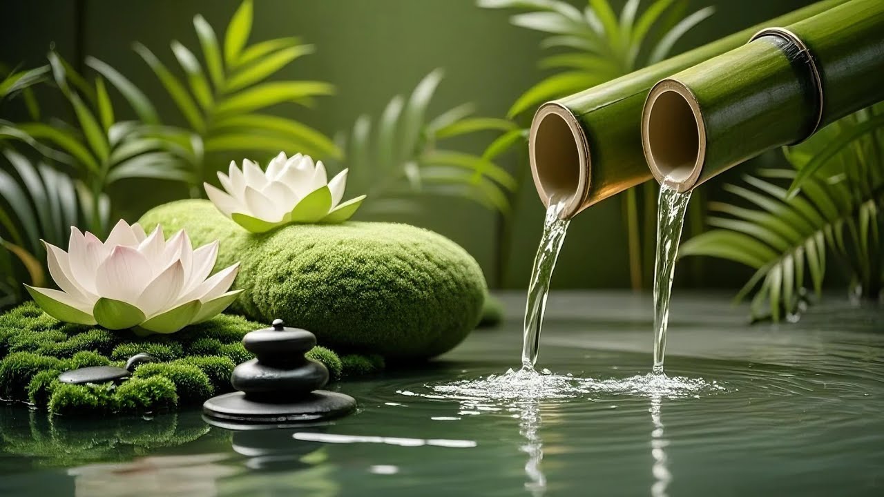 Relaxing Music 🌿Bamboo Water Sounds for Deep Sleep Meditation, Stress Relief at Night, Nature Sounds