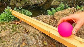 Colorful Marble Run ASMR at The River with Wooden Balls