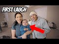 Our Baby&#39;s First Time Laughing At 3 Months Old Caught On Camera!!!
