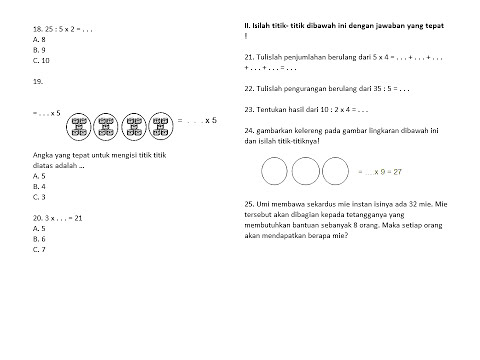 Soal Ujian Uts Matematika Kelas 2 Sd Semester 1 Youtube