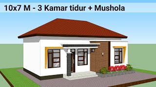 Desain Rumah Minimalis Di desa 10x7 Meter 3 Kamar tidur   Mushola || HOUSE DESIGN