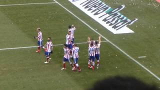 la liga: Atletico vs. Real (2015), celebration after Saul's goal | DynekTV