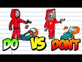 DOs & DONT'S Amazing Squid Game with Among Us Game Scene Drawing Compilation
