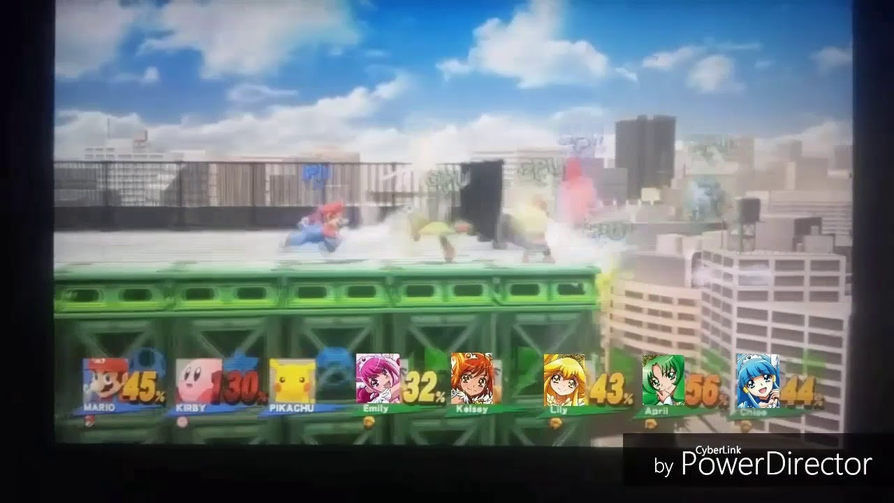 SSB4 Mario, Kirby, & Pikachu VS Glitter Force Smile/Smile Pretty Cure Mii's SSB4 VS Glitter Force