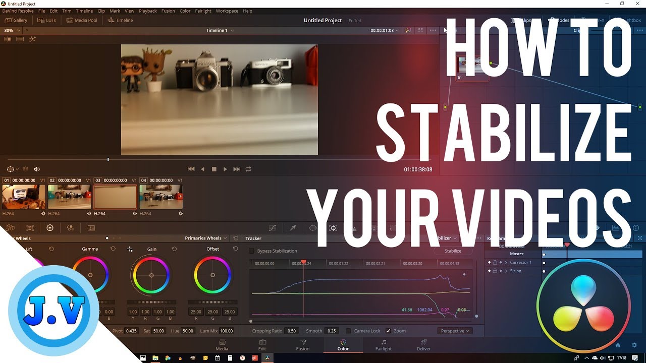 stabilize using free davinci resolve 15